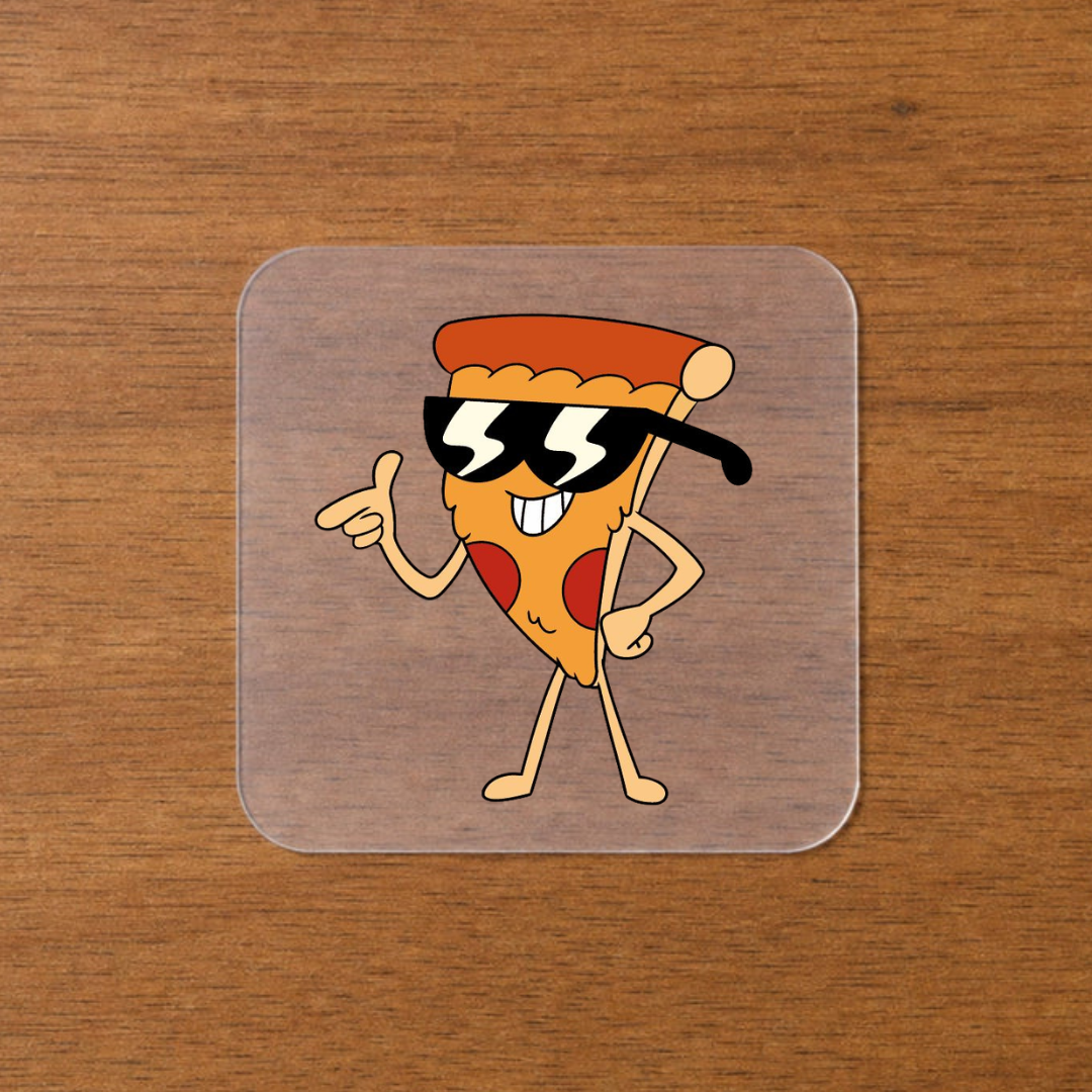 Pizza Slice With Glasses Iron-On Sticker | Urban Edge