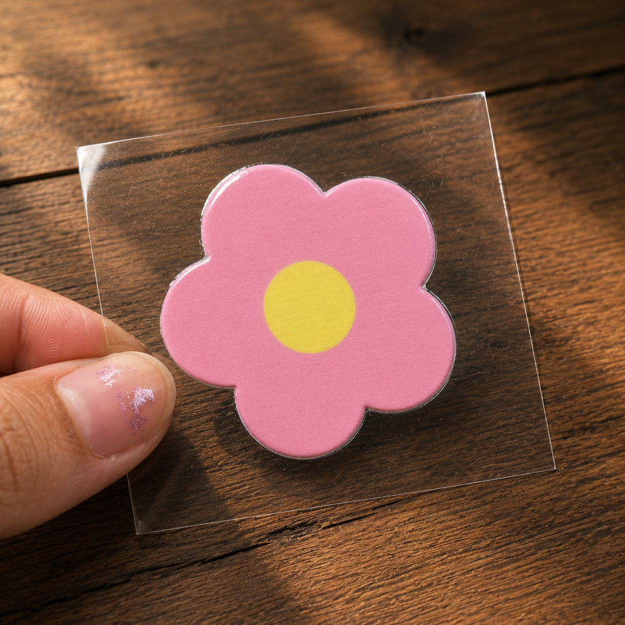 Pink Flower Peel-Off Sticker