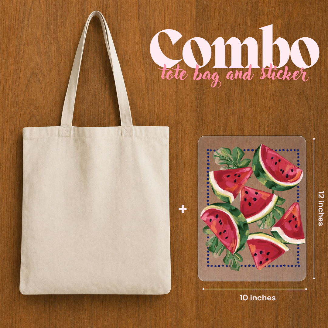 Watermelon with Leaves Custom Tote Bag Combo