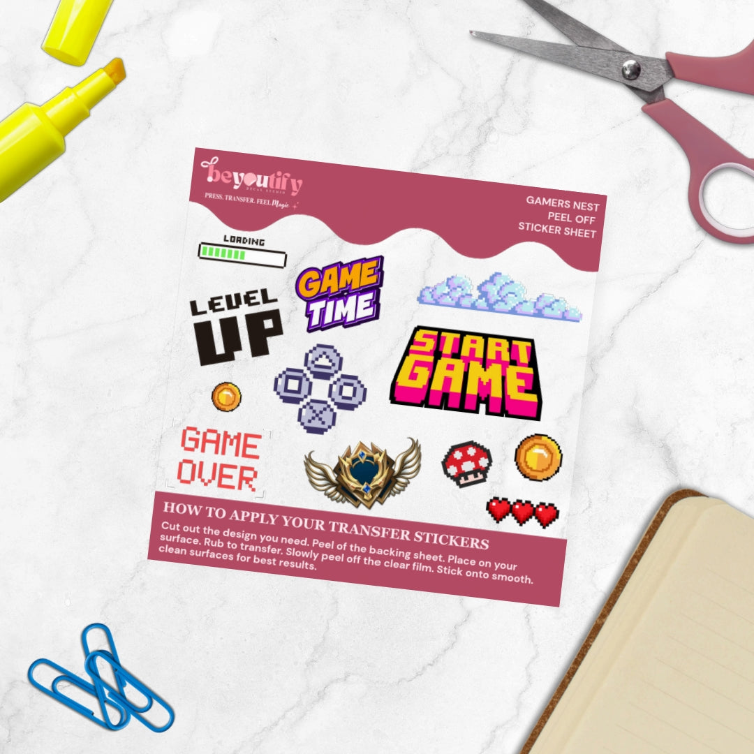 Gamer's Nest Peel-Off Sticker Sheet